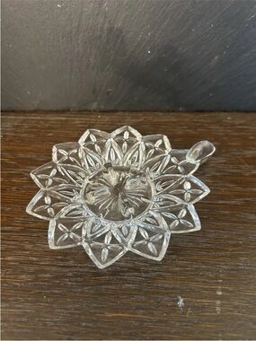 Vintage Federal Glass "Petal" or "Chamber Maid" clear glass candle holder